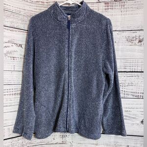 Stan Herman sweatshirt Womens Sz XL Sherpa full zip loungewear comfortable‎ Blue
